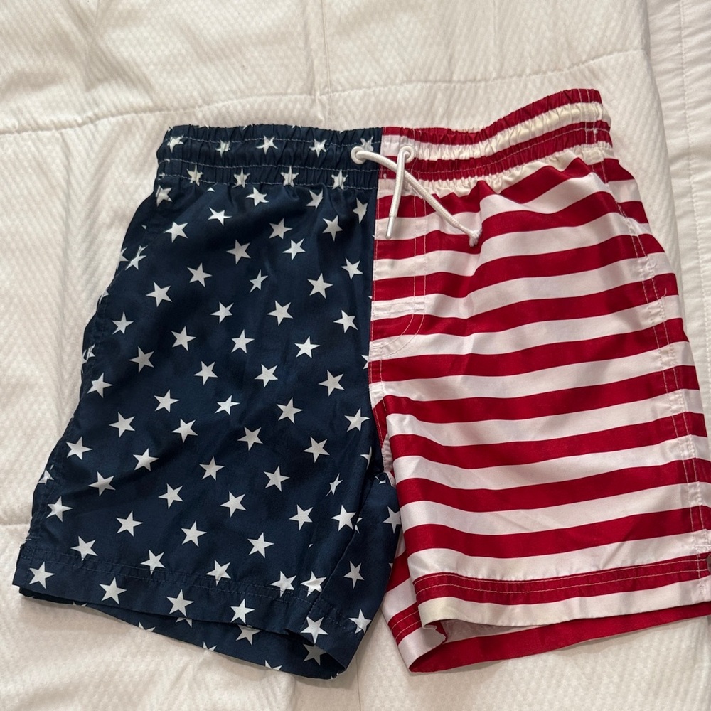 Old Navy Boys Red, White & Blue American Flag Swim Trunks